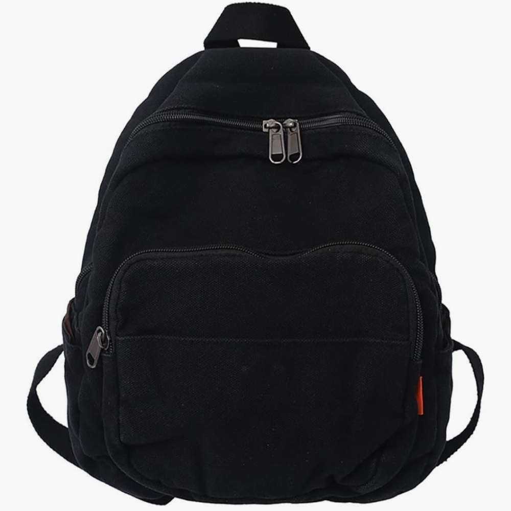 Stylish Black Canvas Mini Backpack